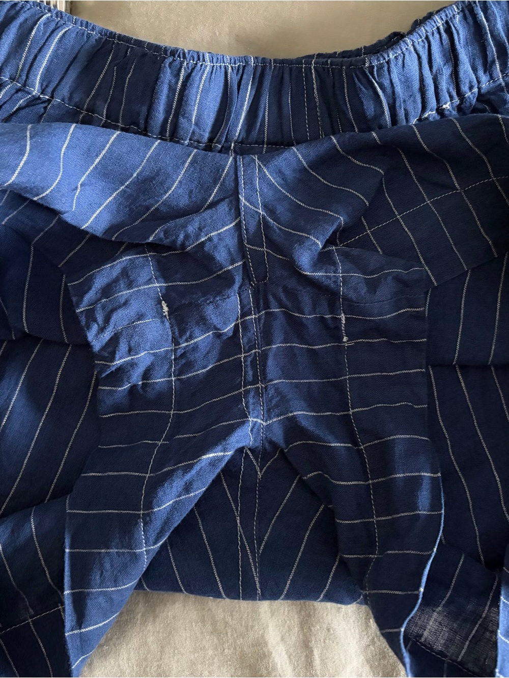Navy Pinstripe Women's Bermuda Shorts - Picture 7 of 7